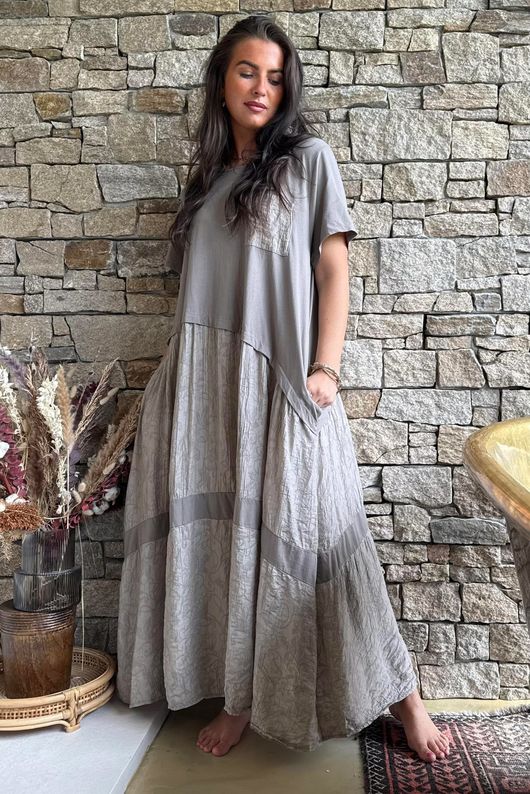 Tasha Damask T Shirt Maxi Dress Mocha